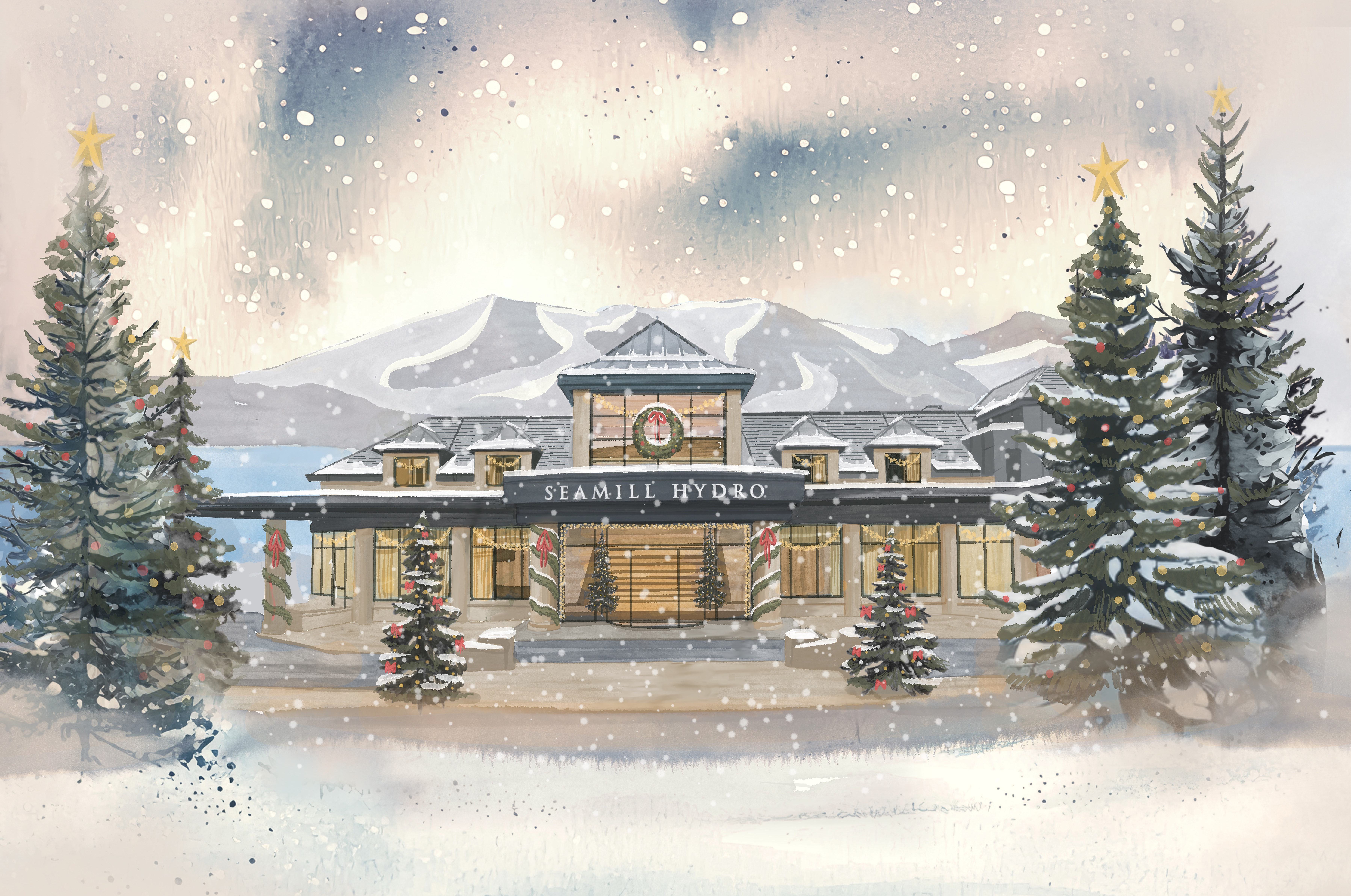 Seamill Hydro Hotel Christmas Illustration
